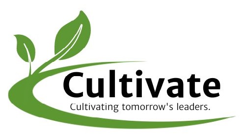 Cultivate logo with slogan "Cultivating tomorrow's leaders"