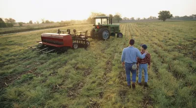 famer and son in the field