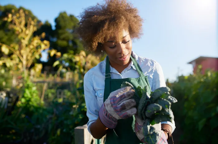 black woman garden